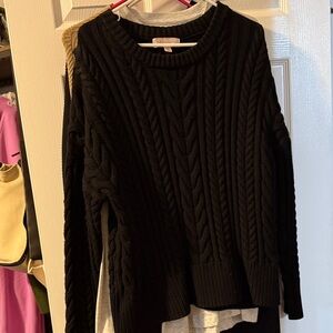 Anthropologie philosophy Black Cable Knit Sweater